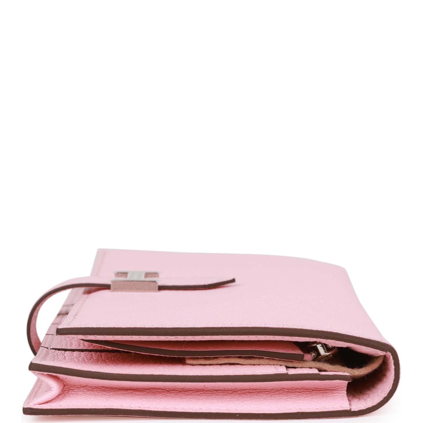 Hermes Bearn Gusset Wallet Rose Sakura Chevre Palladium Hardware