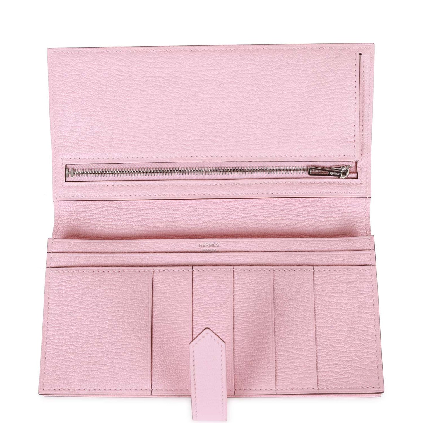 Hermes Bearn Gusset Wallet Rose Sakura Chevre Palladium Hardware