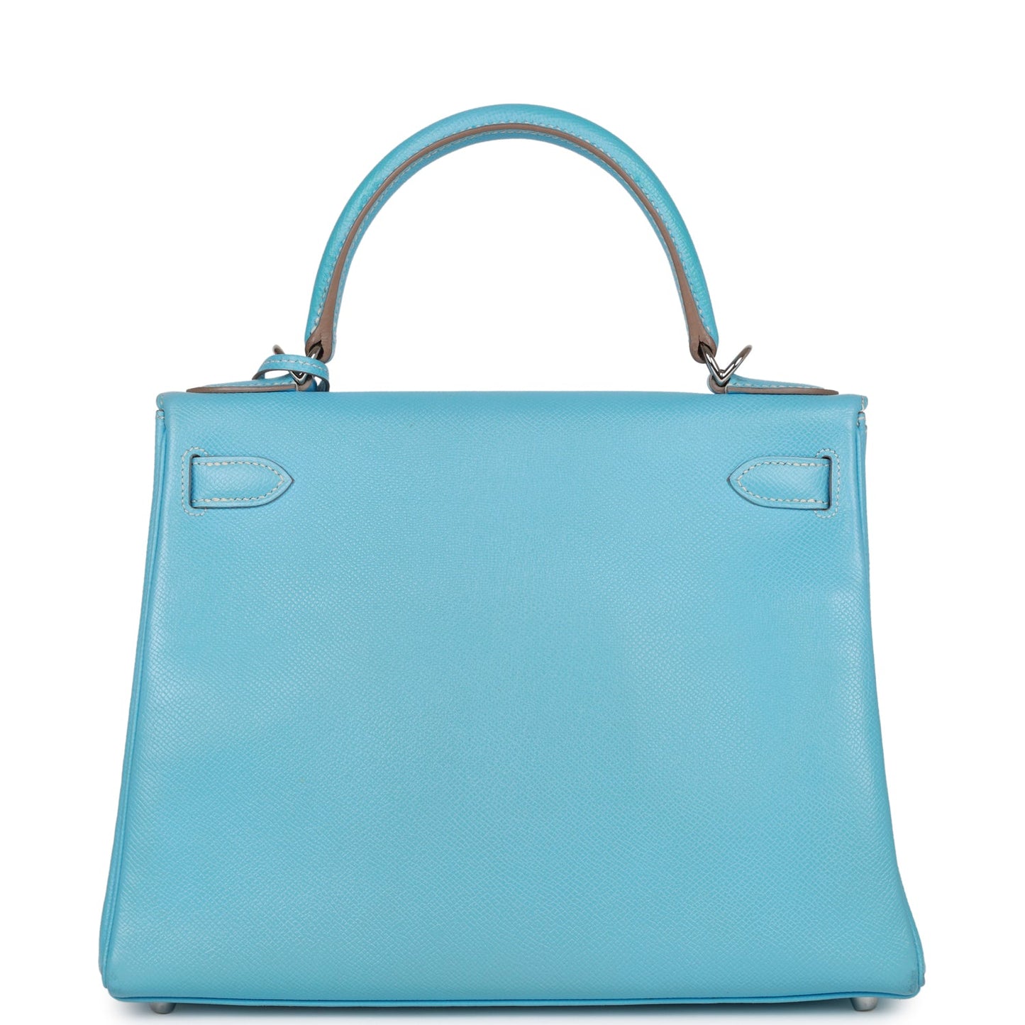 Pre-owned Hermes Kelly Retourne 28 Celeste Candy Epsom Palladium Hardware