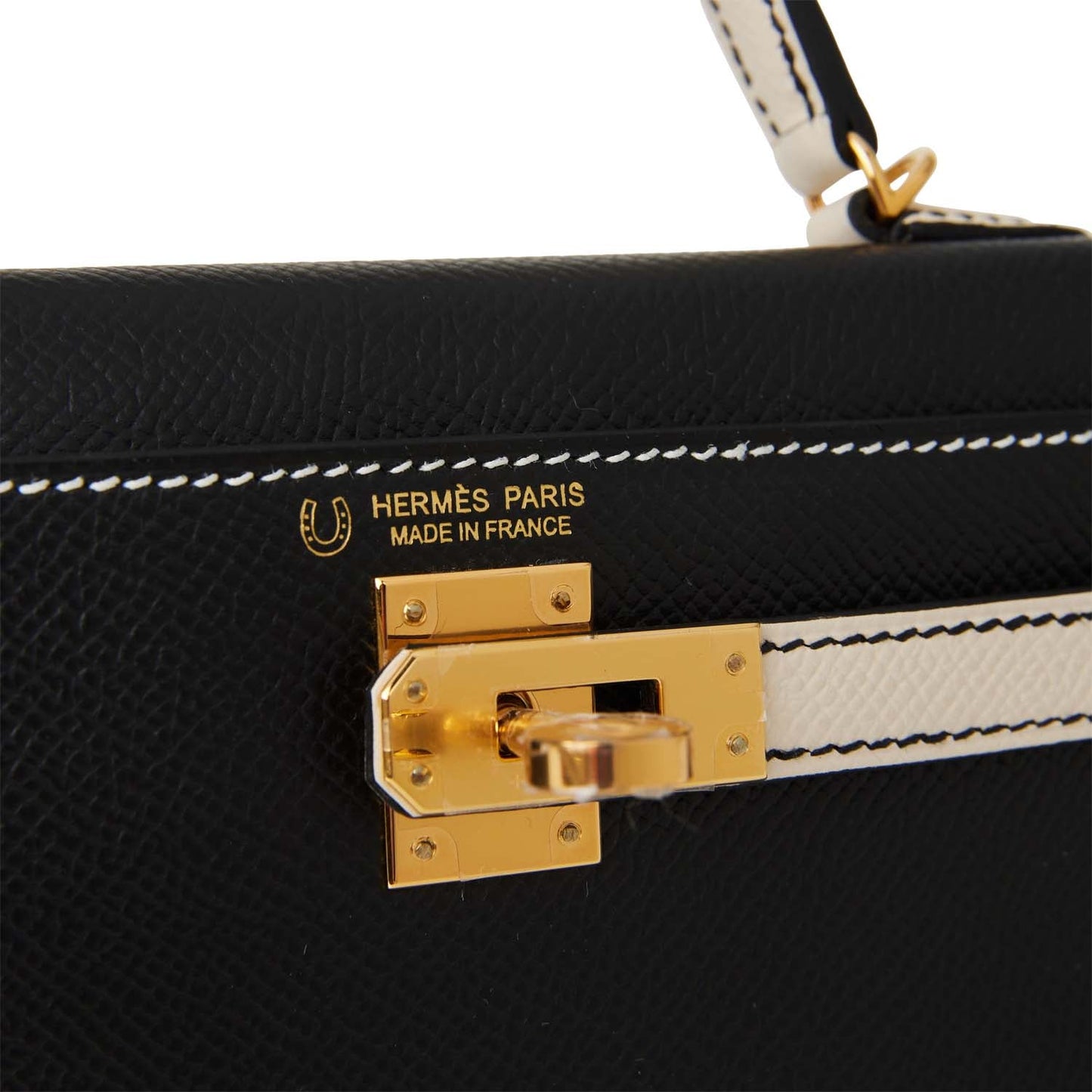 Hermes Special Order (HSS) Kelly Sellier 20 Black and Craie Epsom Gold Hardware