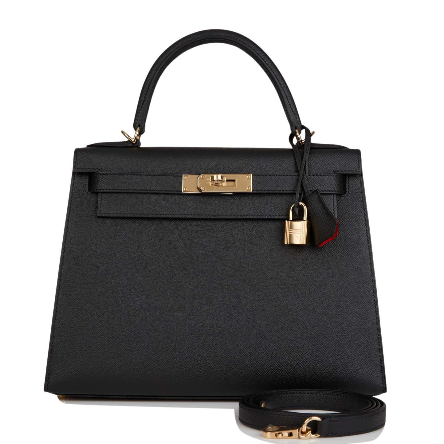 Hermes Special Order (HSS) Kelly Sellier 28 Black Verso Epsom Permabrass Hardware