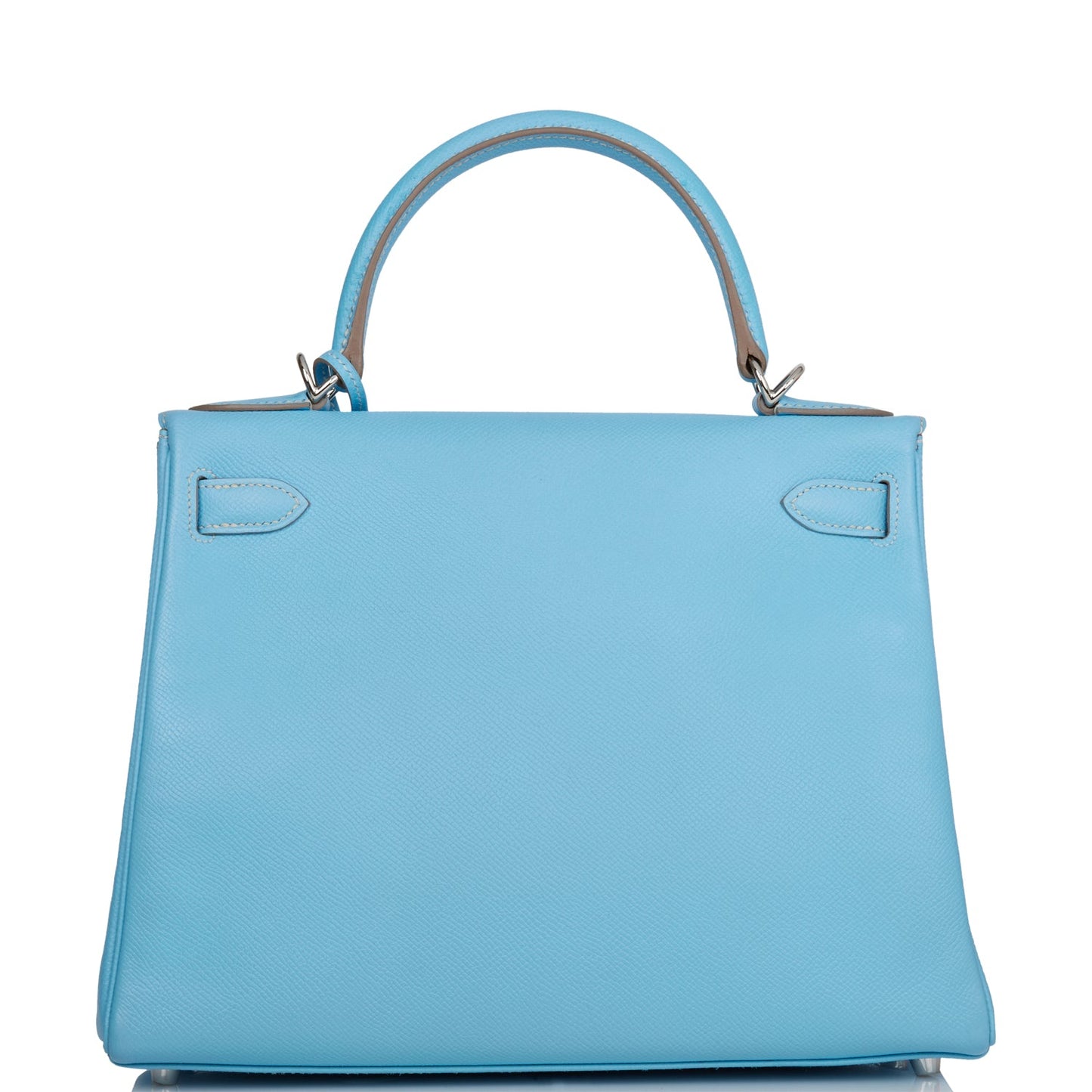 Pre-owned Hermes Kelly Retourne 28 Celeste Candy Epsom Palladium Hardware