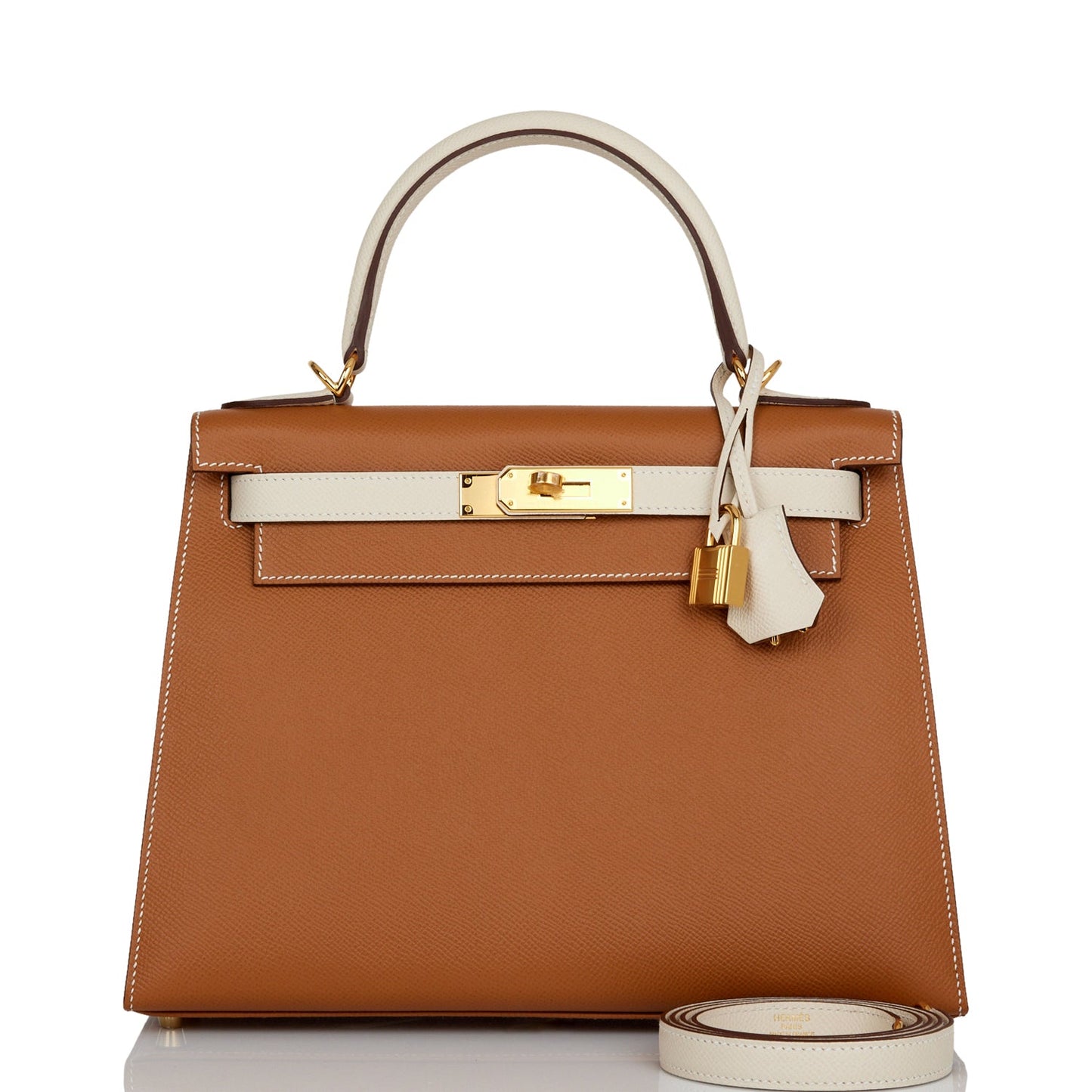 Hermes Special Order (HSS) Kelly Sellier 28 Gold and Craie Epsom Gold Hardware