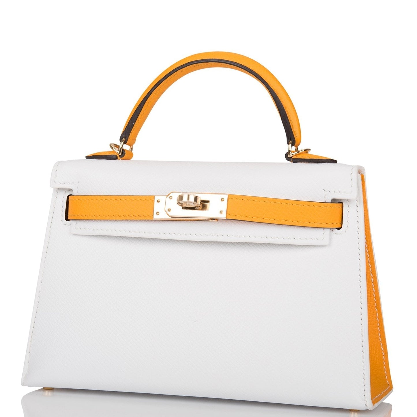 Hermes Special Order (HSS) Kelly Sellier 20 White and Jaune D'Or Epsom Permabrass Hardware