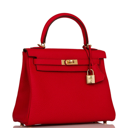 Hermes Special Order (HSS) Kelly Retourne 25 Rouge de Coeur Verso Togo Permabrass Hardware