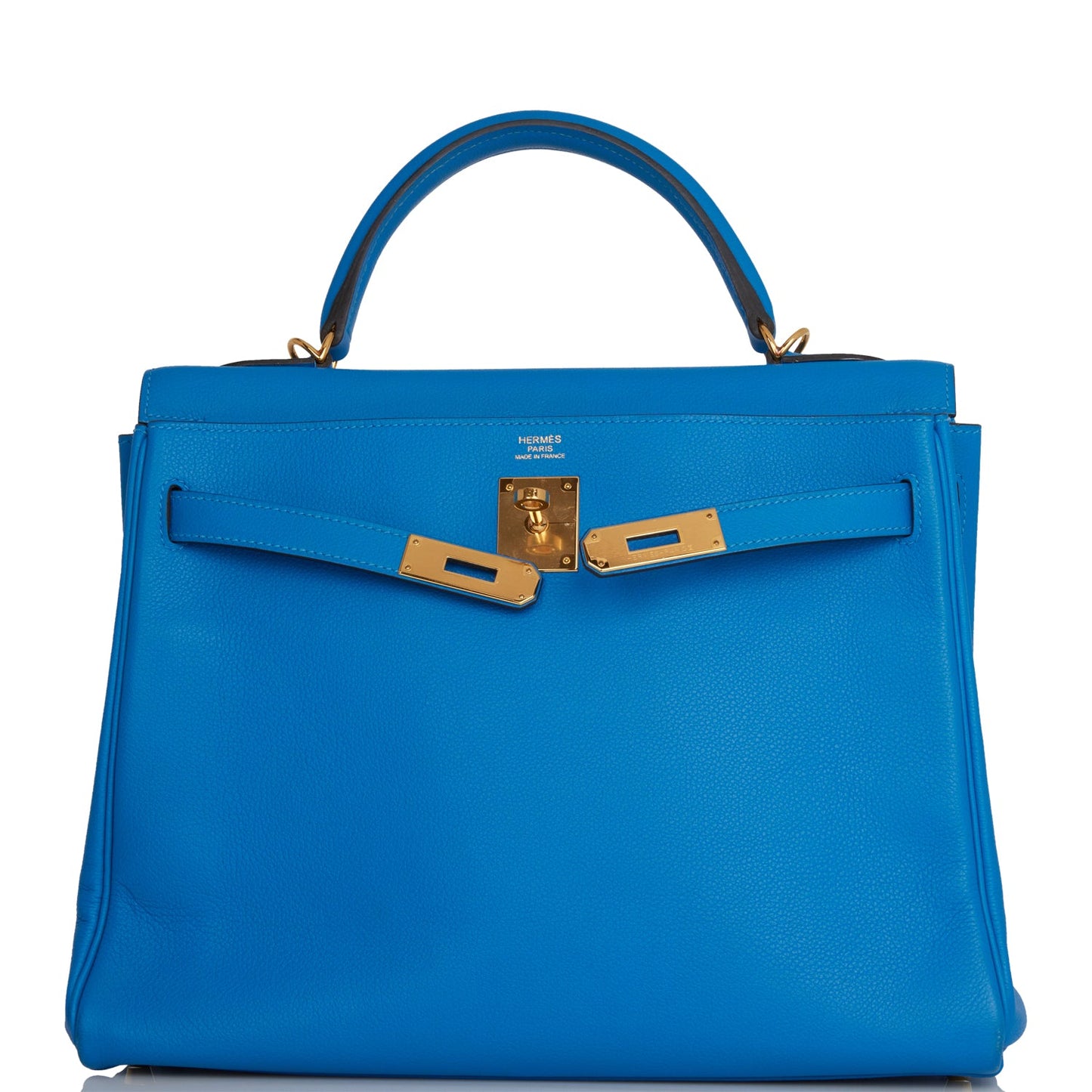 Pre-owned Hermes Kelly Retourne 32 Bleu Hydra Evercolor Gold Hardware