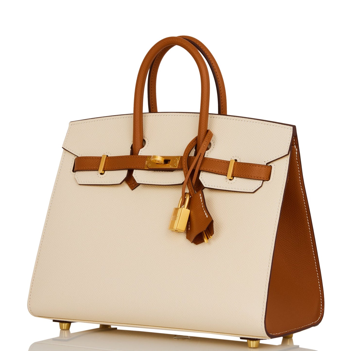 Hermes Special Order (HSS) Birkin Sellier 25 Nata and Gold Epsom Brushed Gold Hardware