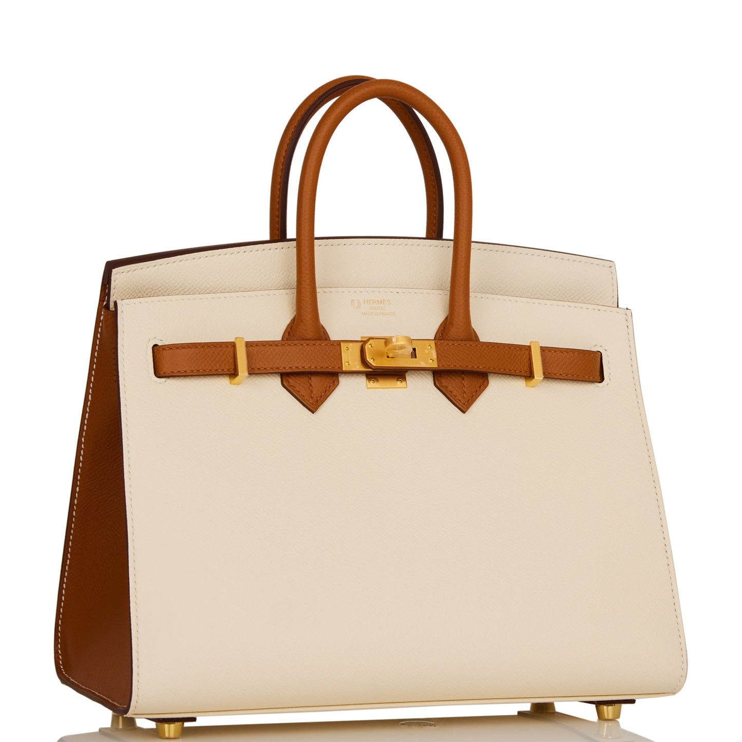 Hermes Special Order (HSS) Birkin Sellier 25 Nata and Gold Epsom Brushed Gold Hardware