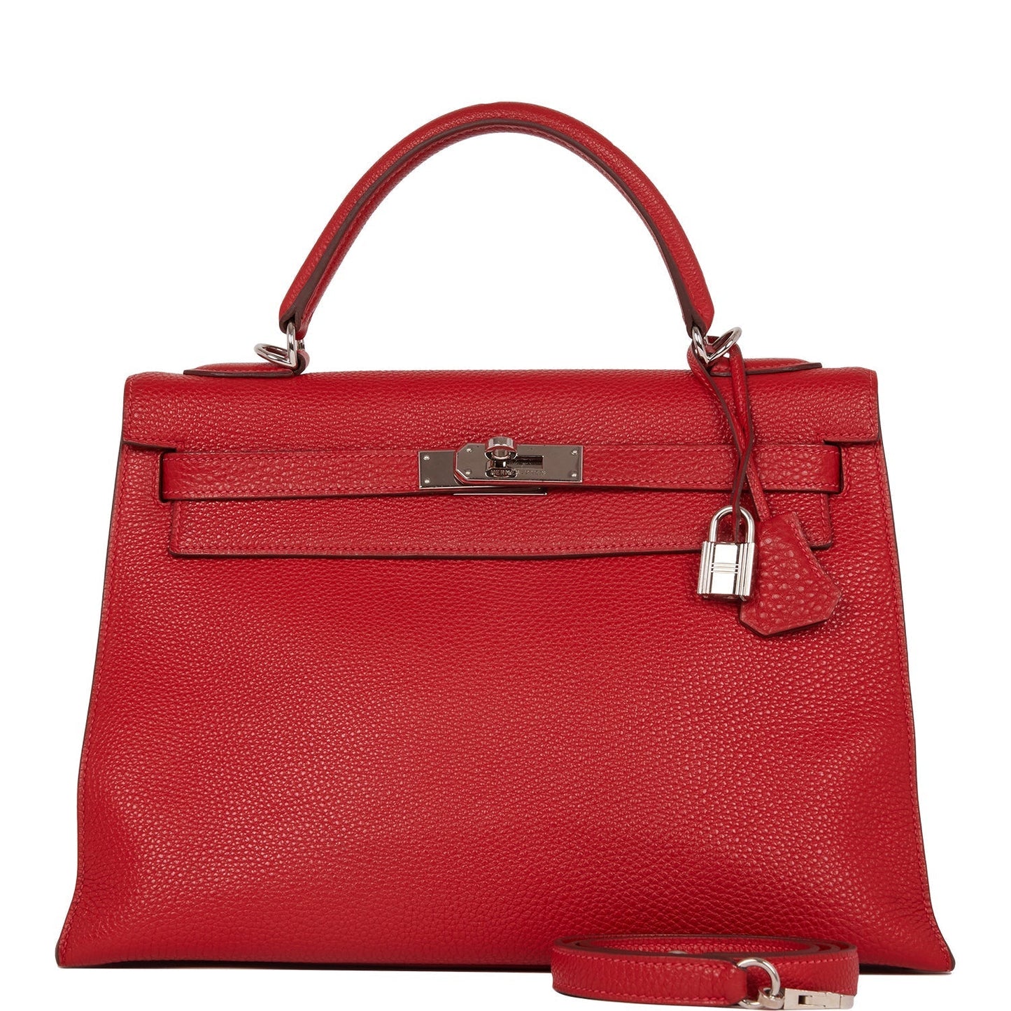 Pre-owned Hermes Kelly Mou 32 Vermillion Togo Palladium Hardware