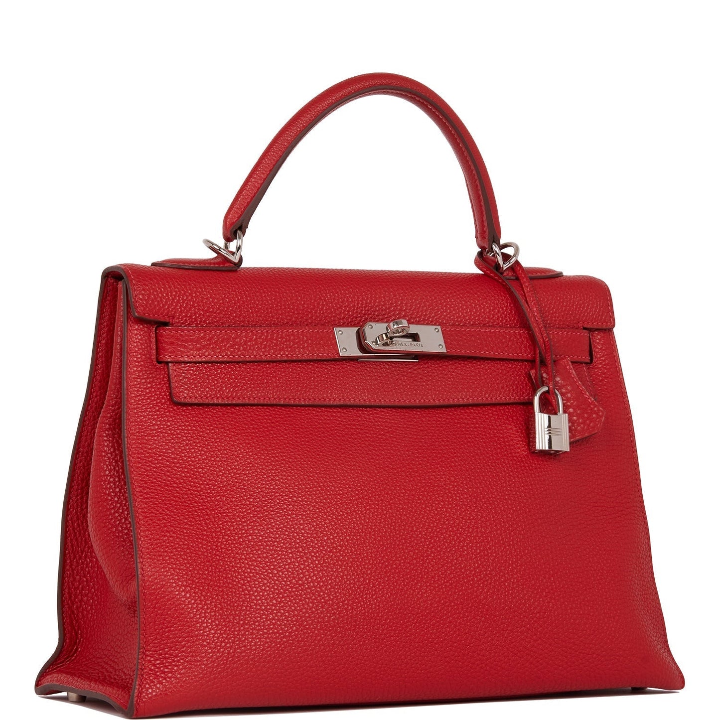 Pre-owned Hermes Kelly Mou 32 Vermillion Togo Palladium Hardware