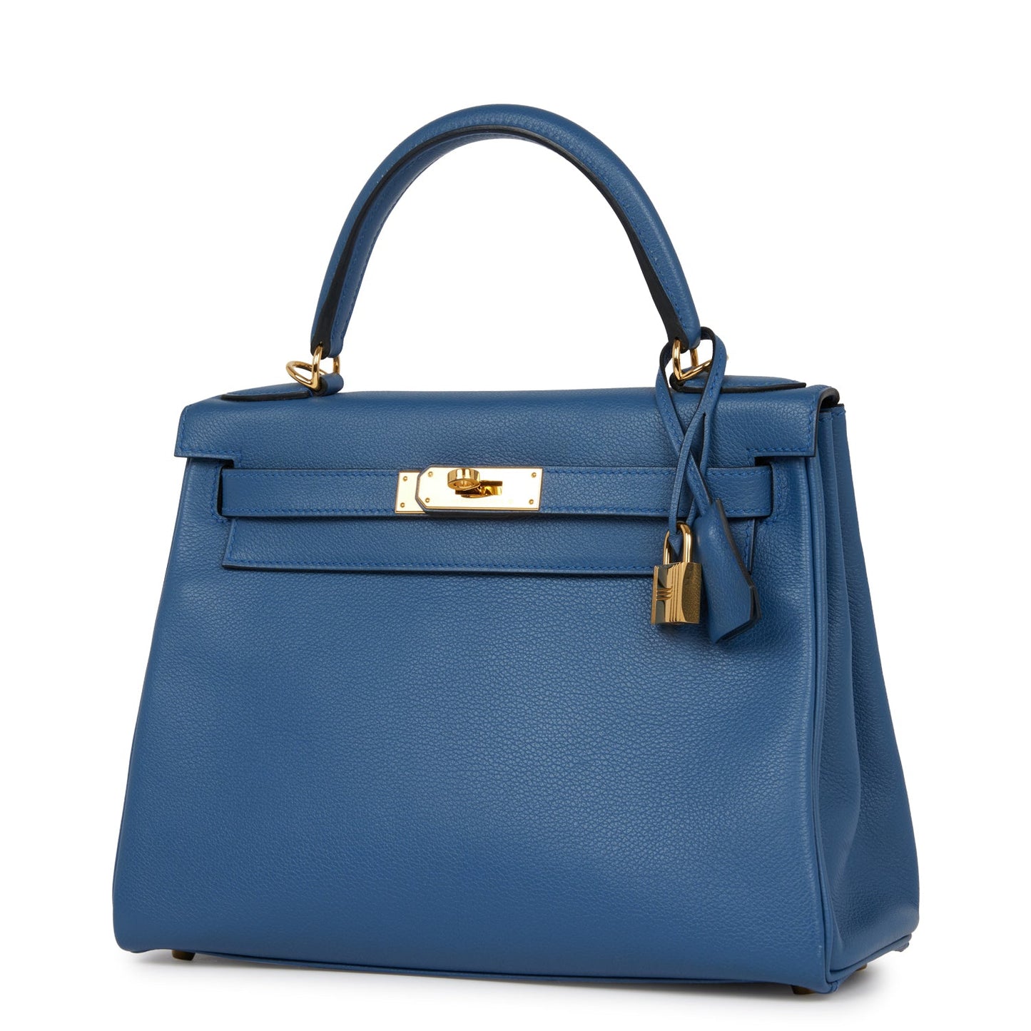 Pre-owned Hermes Kelly Retourne 28 Bleu Agate Evercolor Gold Hardware