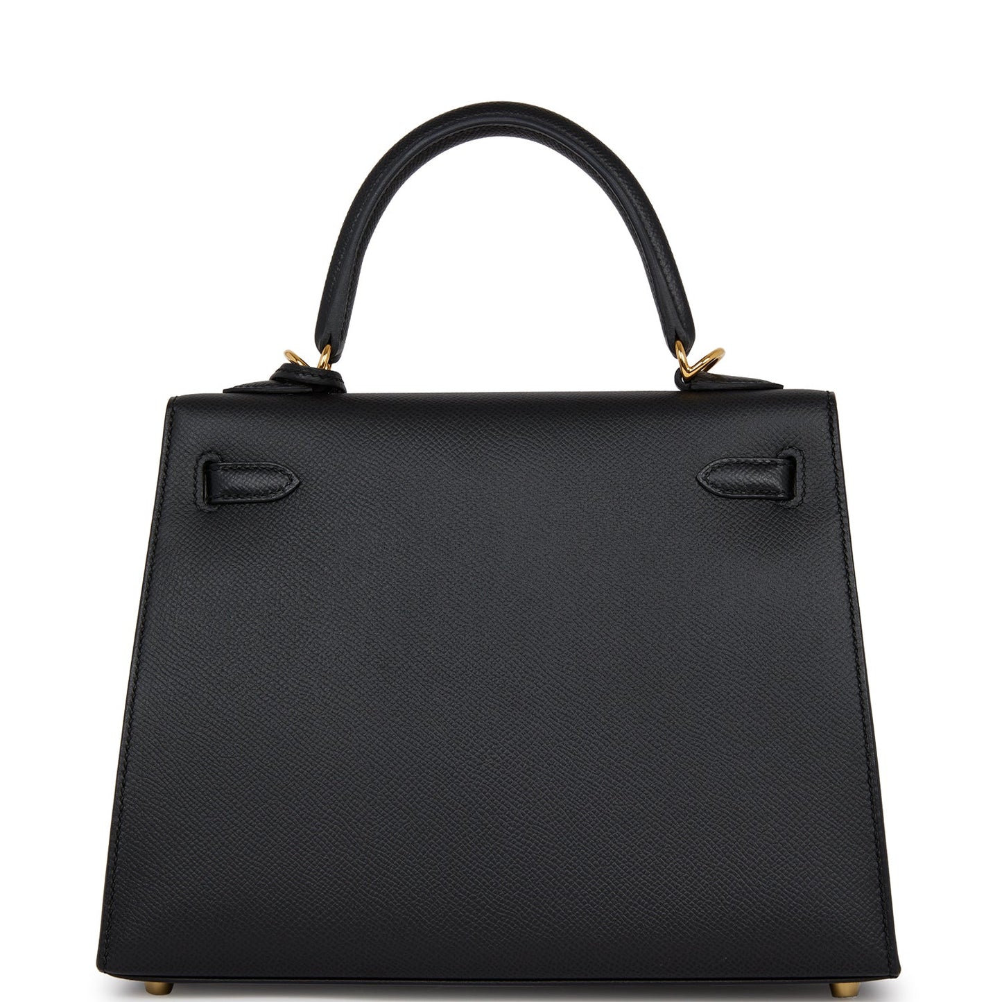 Pre-owned Hermes Kelly Sellier 25 Black Epsom Gold Hardware