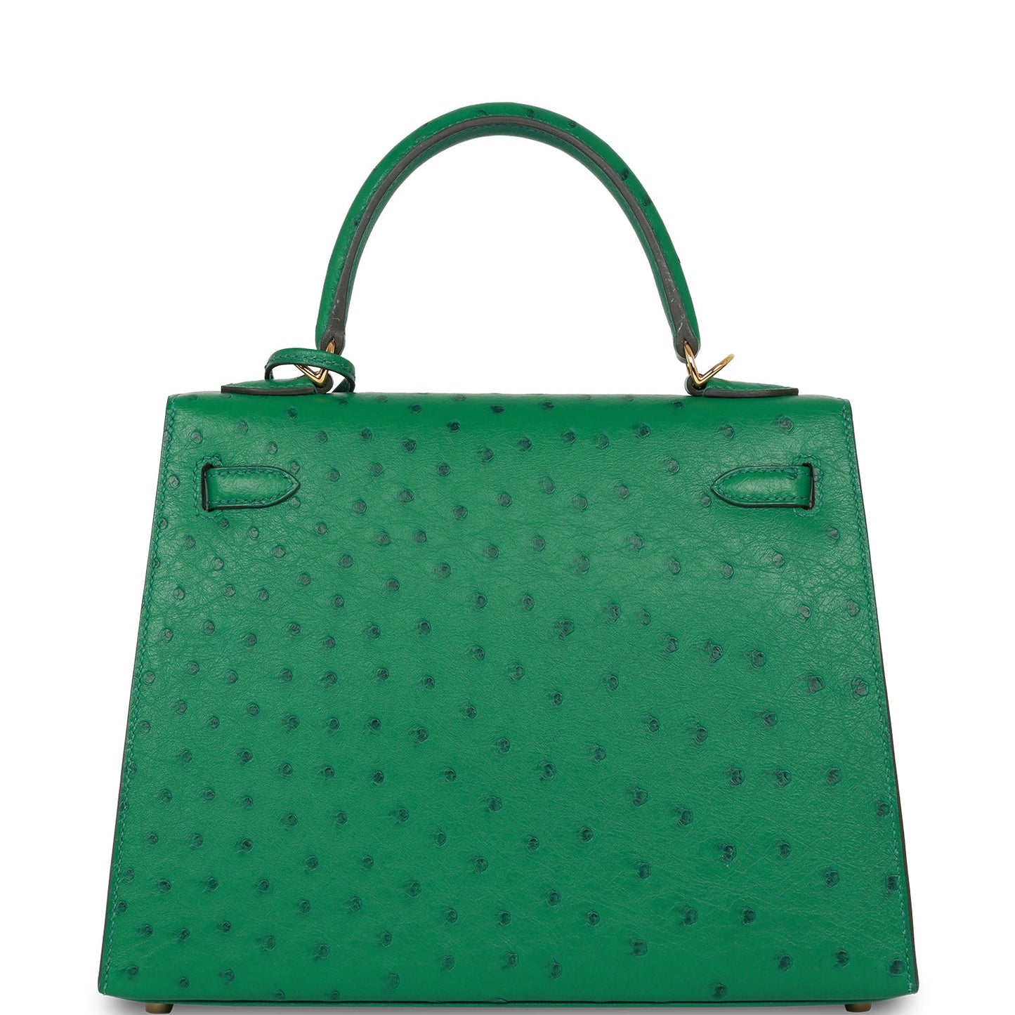 Hermes Vert Vertigo Ostrich Sellier Kelly 25cm Gold Hardware