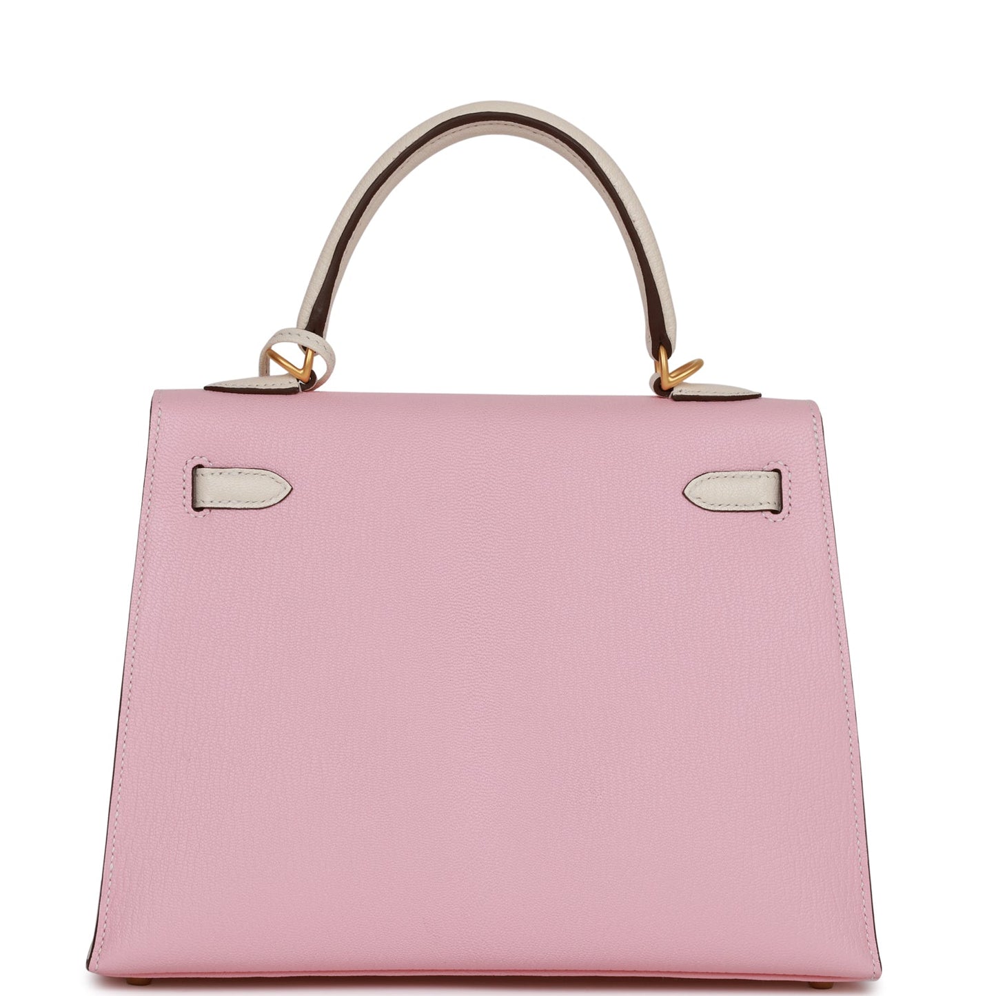 Hermes Special Order (HSS) Kelly Sellier 25 Rose Sakura and Nata Chevre Brushed Gold Hardware