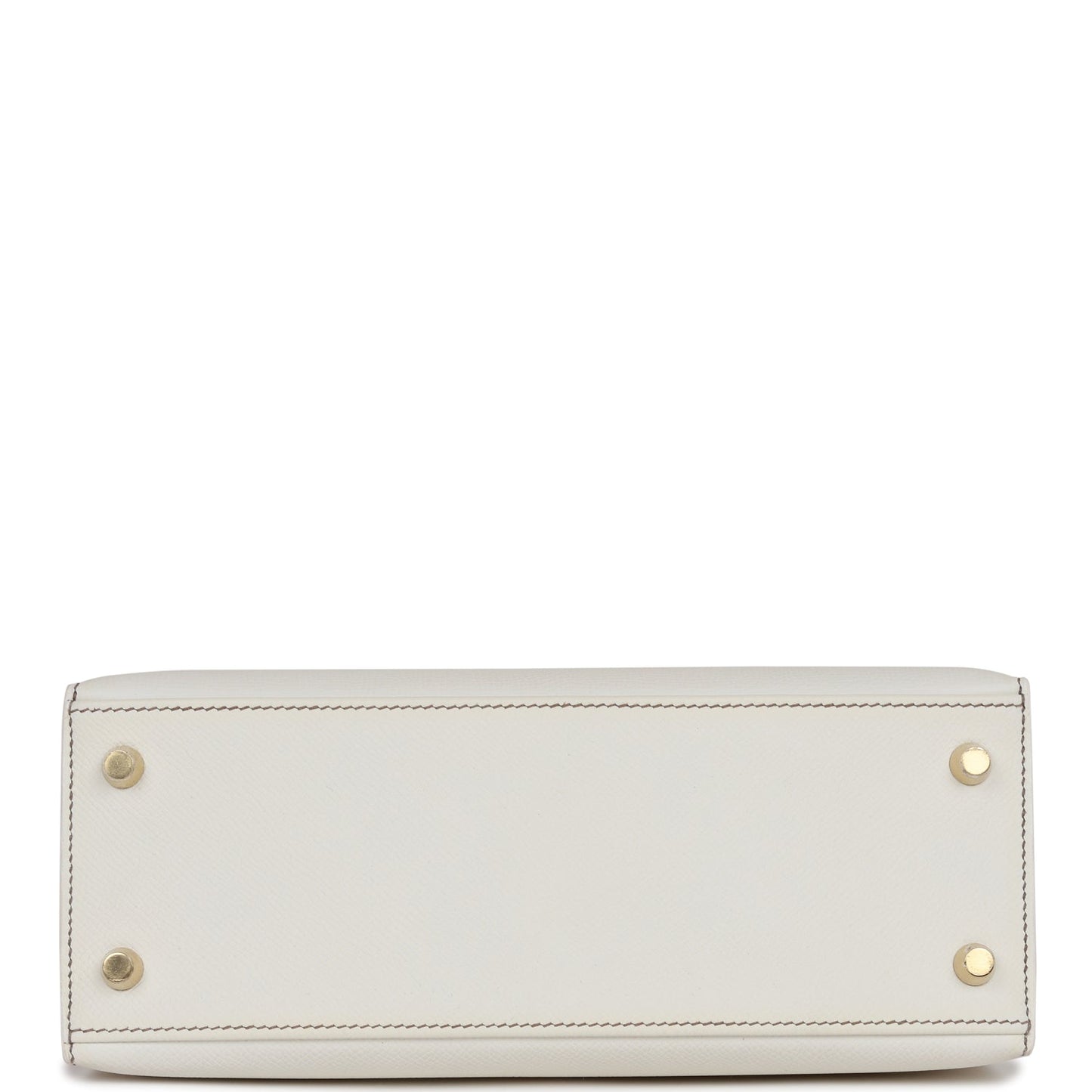 Hermes Special Order (HSS) Kelly Sellier 25 White and Etoupe Epsom Gold Hardware