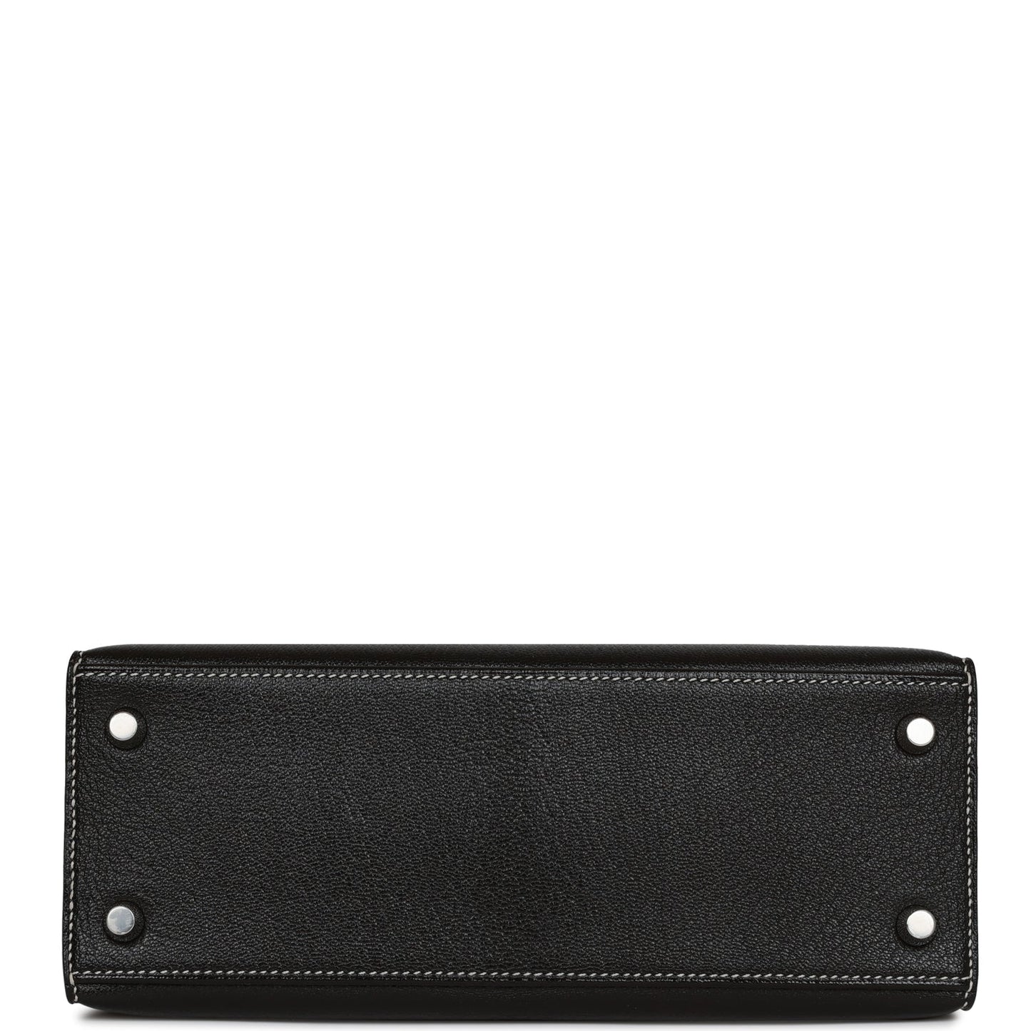 Hermes Special Order (HSS) Kelly Sellier 25 Black and Gris Perle Chevre Palladium Hardware