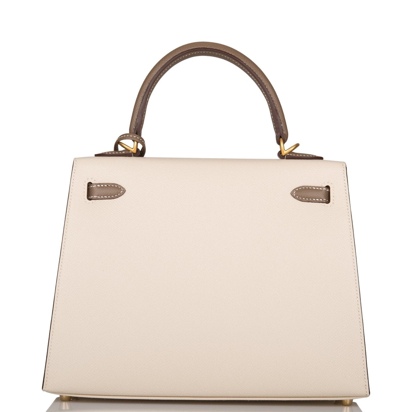 Hermes Special Order (HSS) Kelly Sellier 25 Etoupe and Craie Epsom brushed Gold Hardware