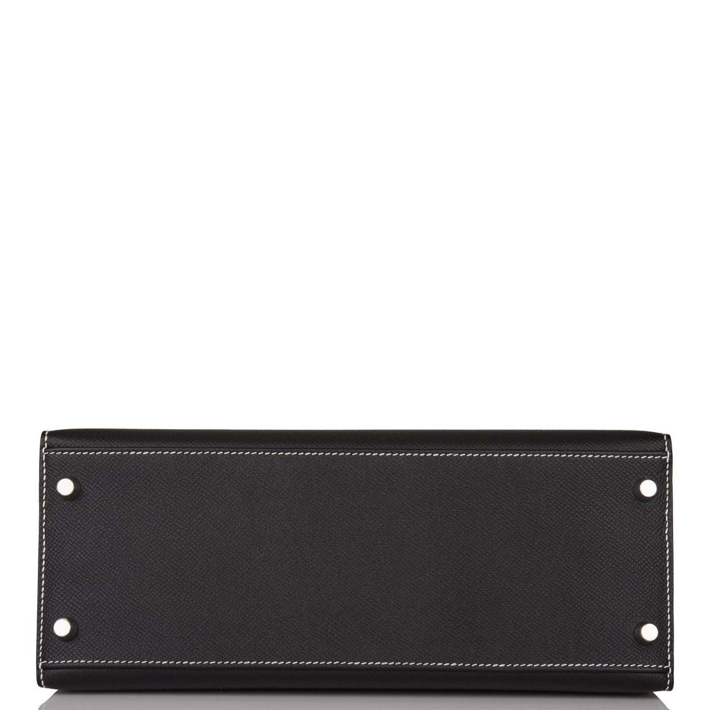 Hermes Special Order (HSS) Kelly Sellier 28 Black and Craie Epsom Brushed Palladium Hardware