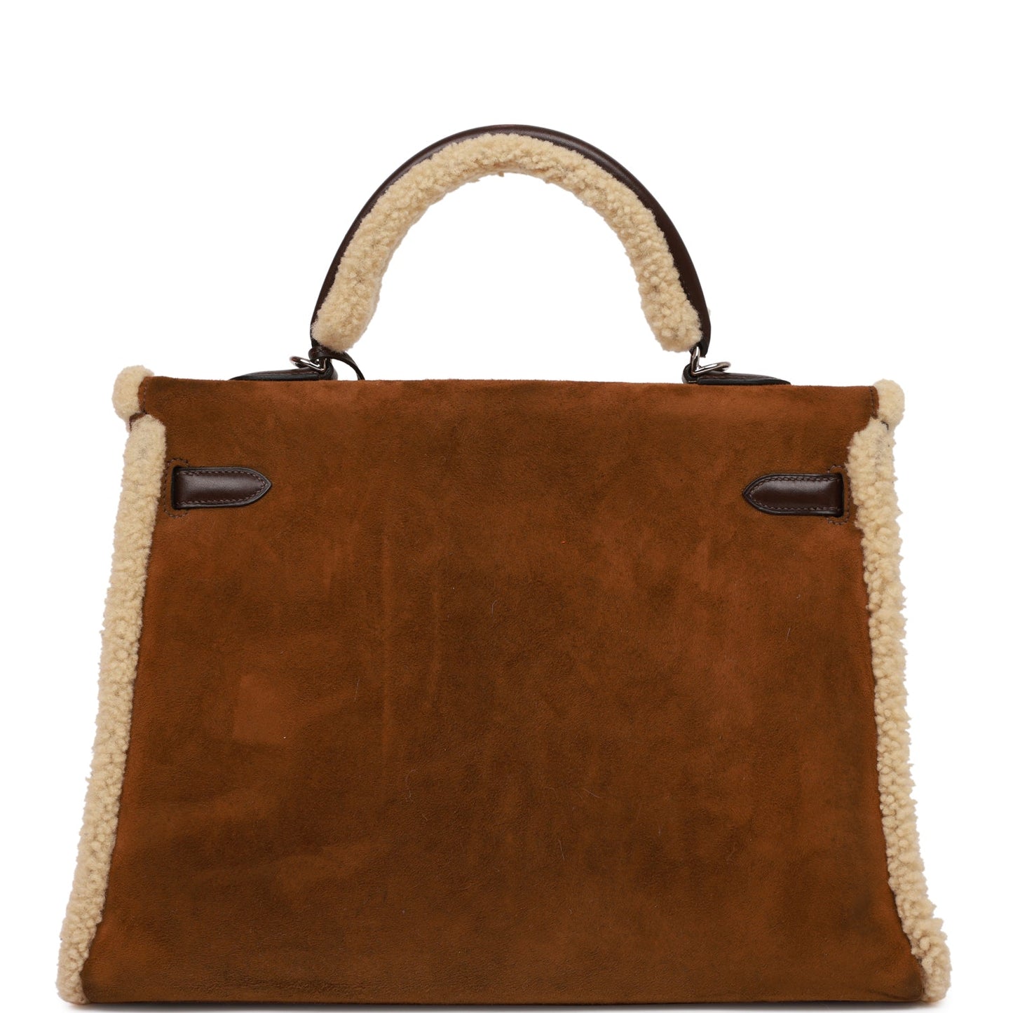 Hermes Teddy Kelly 35 Shearling and Ebene Barenia Palladium Hardware