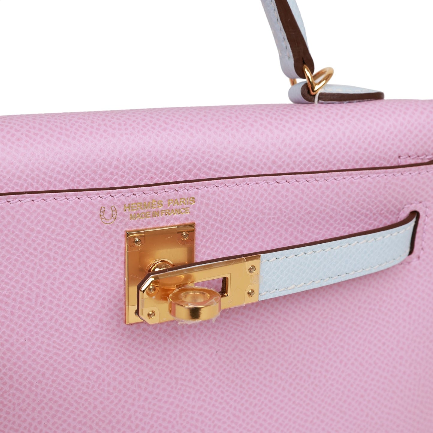 Hermes Special Order (HSS) Kelly Sellier 20 Mauve Sylvestre and Bleu Brume Epsom Gold Hardware