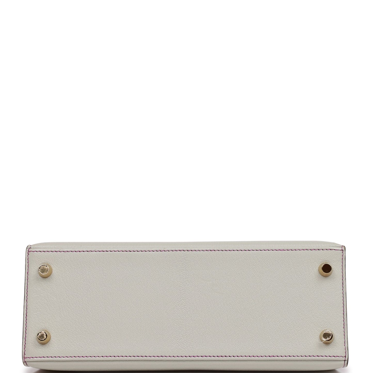 Hermes Special Order (HSS) Kelly Sellier 25 Gris Perle and Anemone Chevre Brushed Gold Hardware