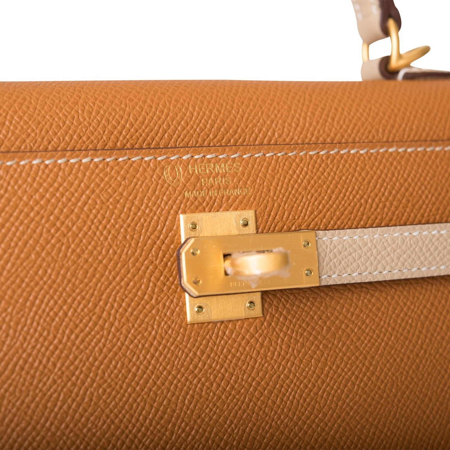 Hermes Special Order (HSS) Kelly Sellier 25 Gold and Trench Epsom Brushed Gold Hardware