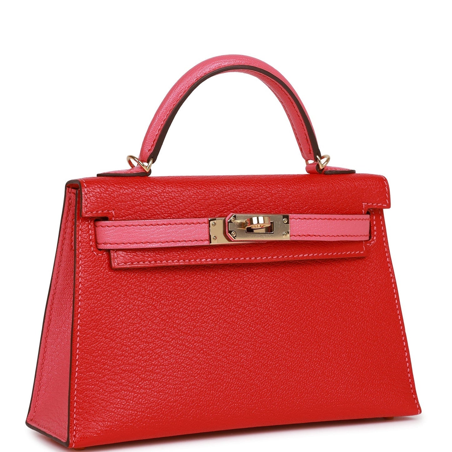 Hermes Special Order (HSS) Kelly Sellier 20 Rouge de Coeur and Rose Lipstick Chevre Permabrass Hardware