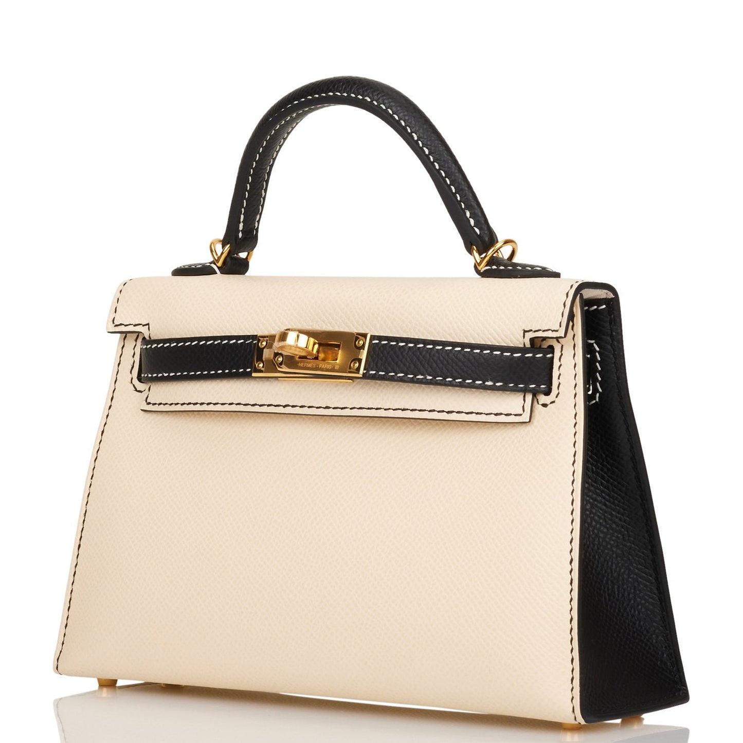 Hermes Special Order (HSS) Kelly Sellier 20 Nata and Black Epsom Gold Hardware