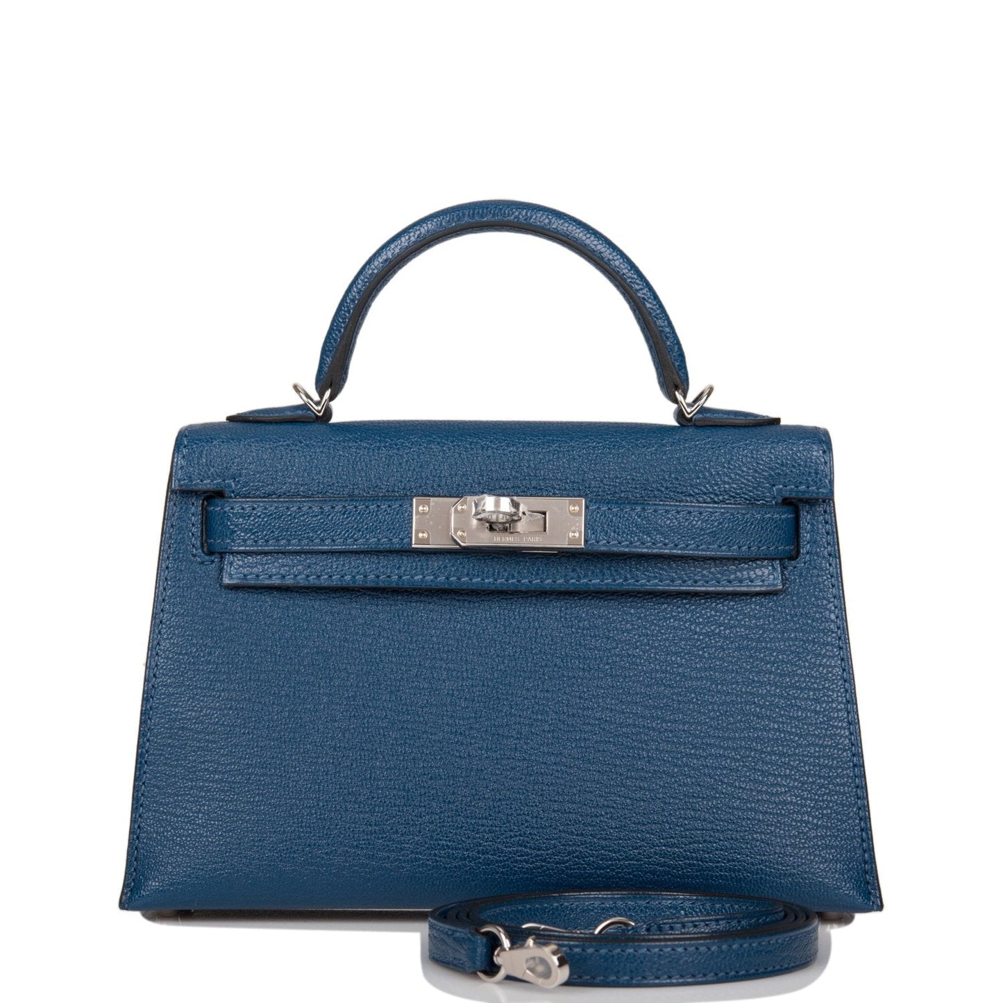 Hermes Verso Kelly Sellier 20 Deep Blue Chèvre Palladium Hardware