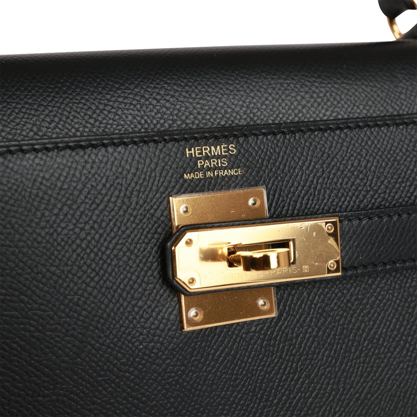 Pre-owned Hermes Kelly Sellier 32 Black Epsom Gold Hardware