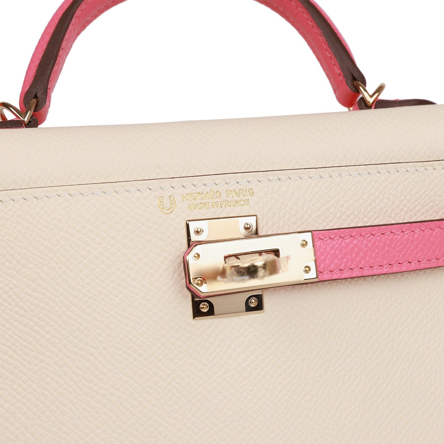 Hermes Special Order (HSS) Kelly Sellier 20 Nata and Rose Azalee Epsom Permabrass Hardware