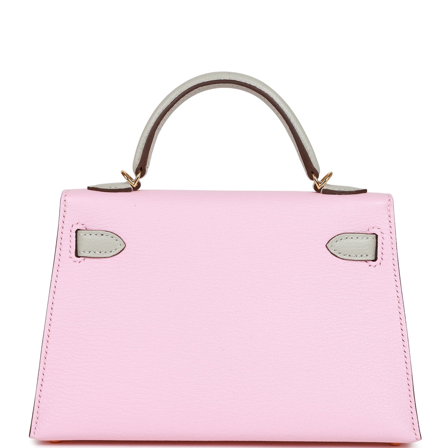 Hermes Special Order (HSS) Kelly Sellier 20 Rose Sakura and Gris Perle Chevre Gold Hardware