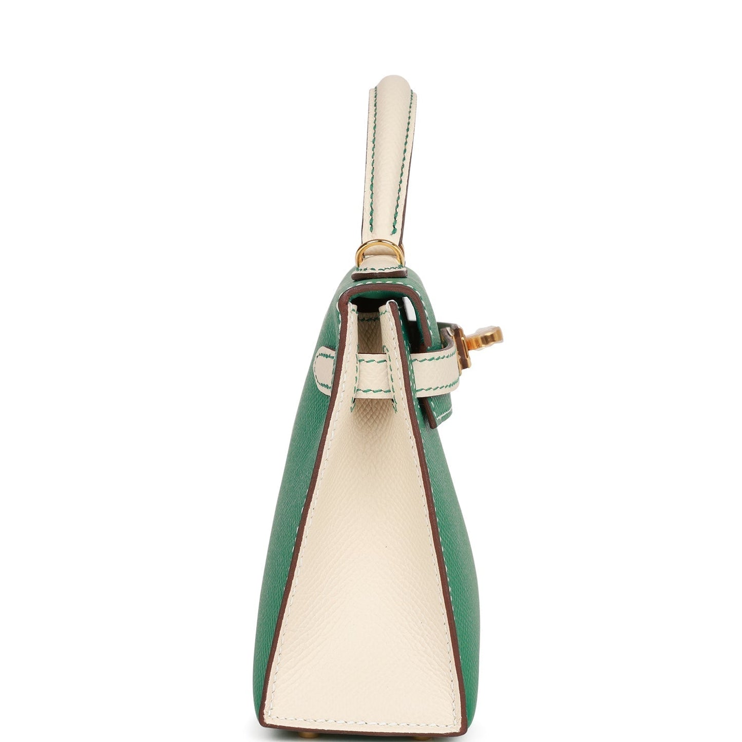 Hermes Special Order (HSS) Kelly Sellier 20 Vert Jade and Craie Epsom Gold Hardware