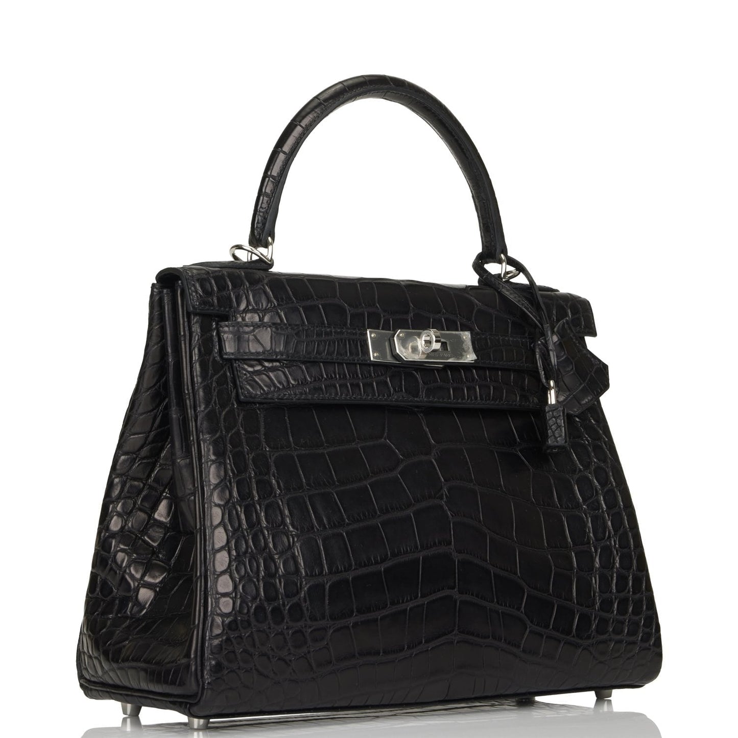 Hermes Special Order (HSS) Kelly Retourne 28 Black Matte Alligator Palladium Hardware