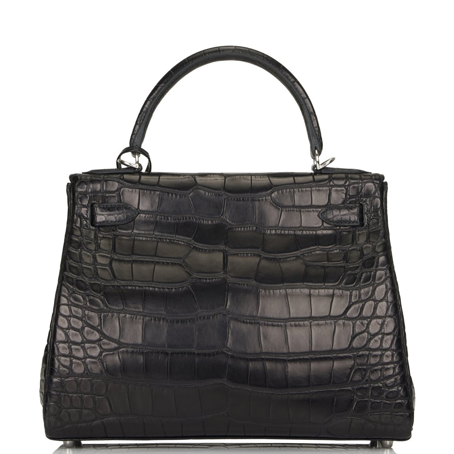 Hermes Special Order (HSS) Kelly Retourne 28 Black Matte Alligator Palladium Hardware