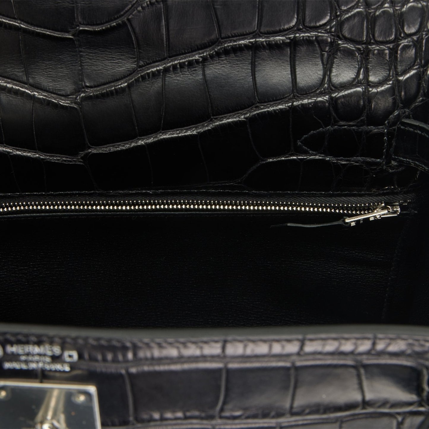 Hermes Special Order (HSS) Kelly Retourne 28 Black Matte Alligator Palladium Hardware