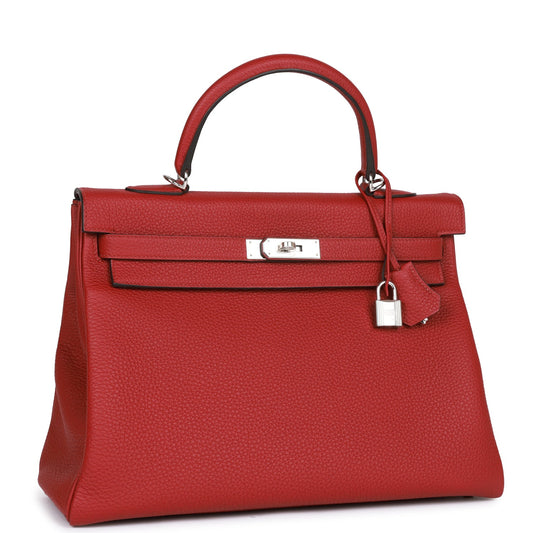 Hermes Special Order (HSS) Kelly Retourne 35 Rouge Grenat Verso Togo Palladium Hardware