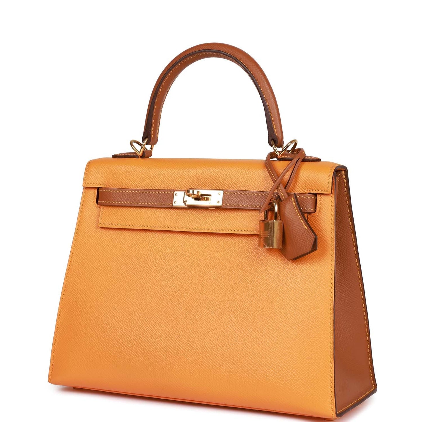 Pre-owned Hermes Special Order (HSS) Kelly Sellier 25 Jaune Ambre and Gold Epsom Gold Hardware