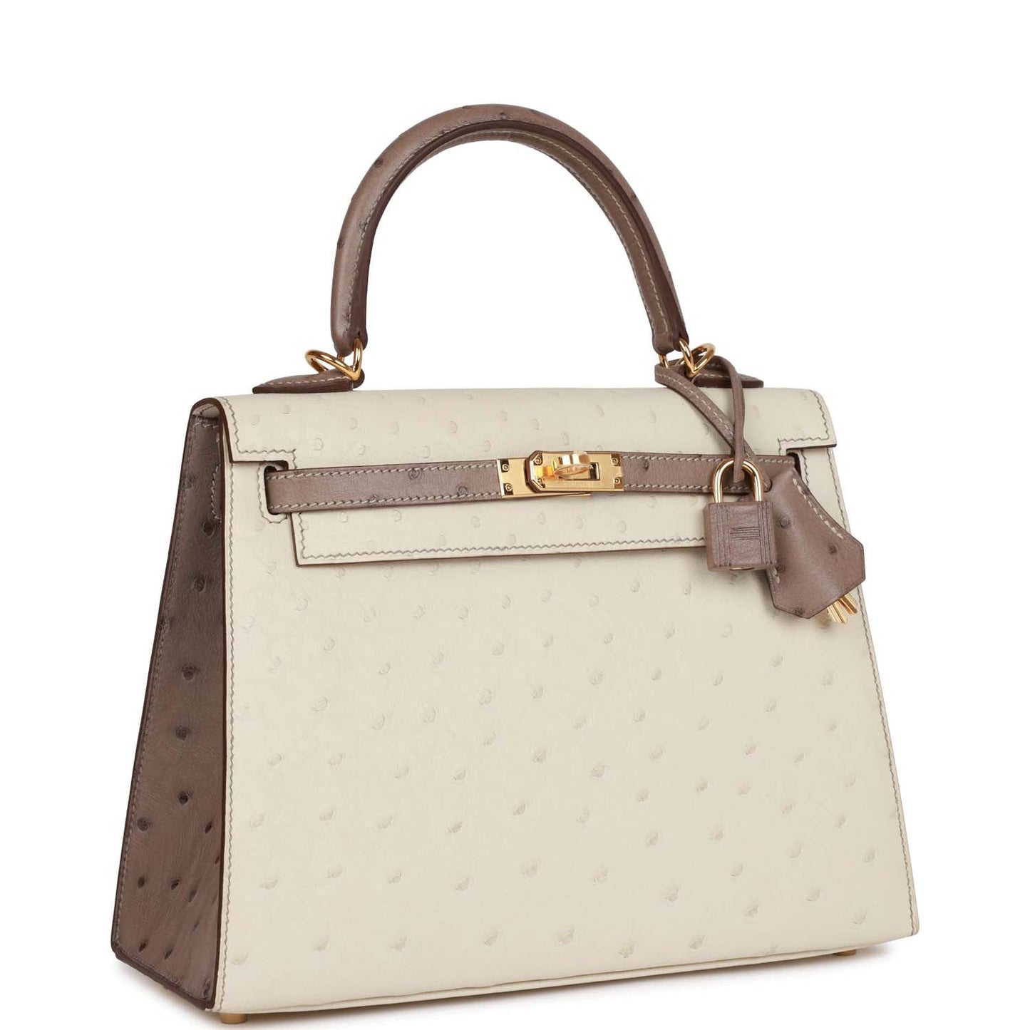 Hermes Special Order (HSS) Kelly Sellier 25 Beton and Gris Asphalte Ostrich Gold Hardware