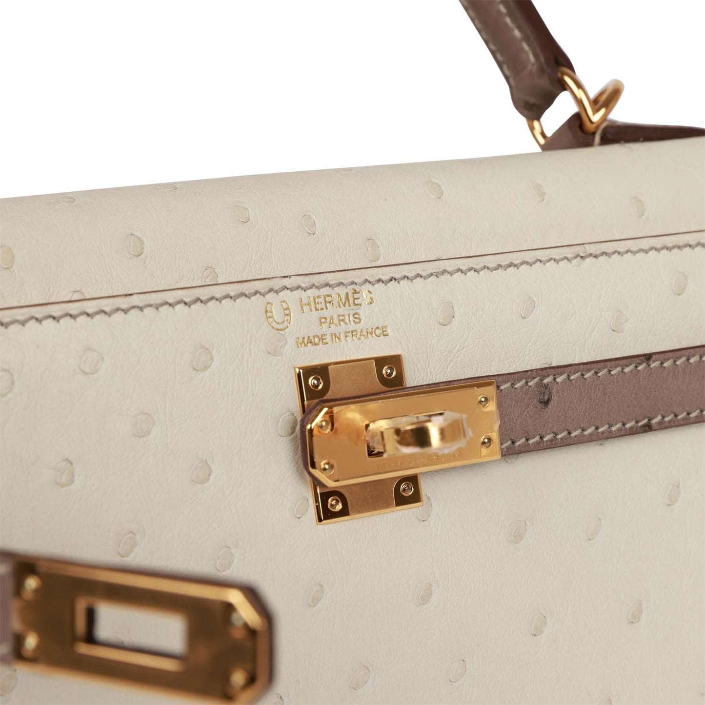 Hermes Special Order (HSS) Kelly Sellier 25 Beton and Gris Asphalte Ostrich Gold Hardware