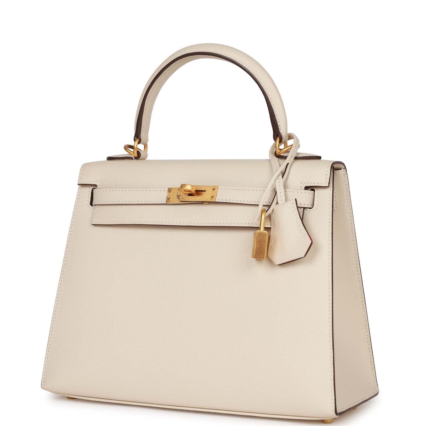 Hermes Special Order (HSS) Kelly Sellier 25 Craie Verso Epsom Brushed Gold Hardware