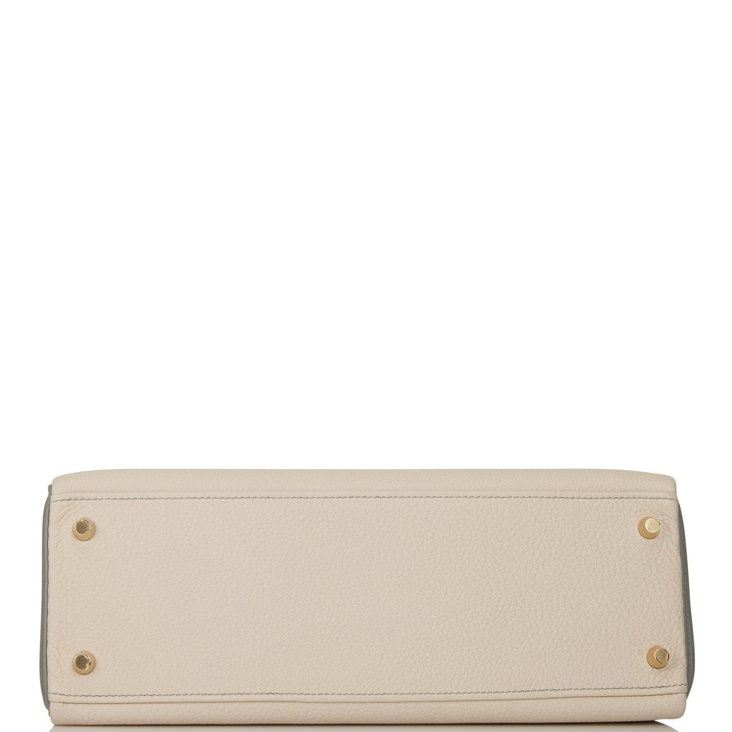 Pre-owned Hermes Special Order (HSS) Kelly Retourne 32 Craie and Gris Mouette Togo Brushed Gold Hardware