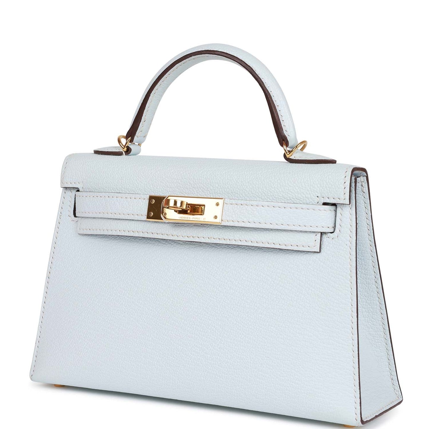 Pre-owned Hermes Kelly Sellier 20 Bleu Brume Chevre Gold Hardware