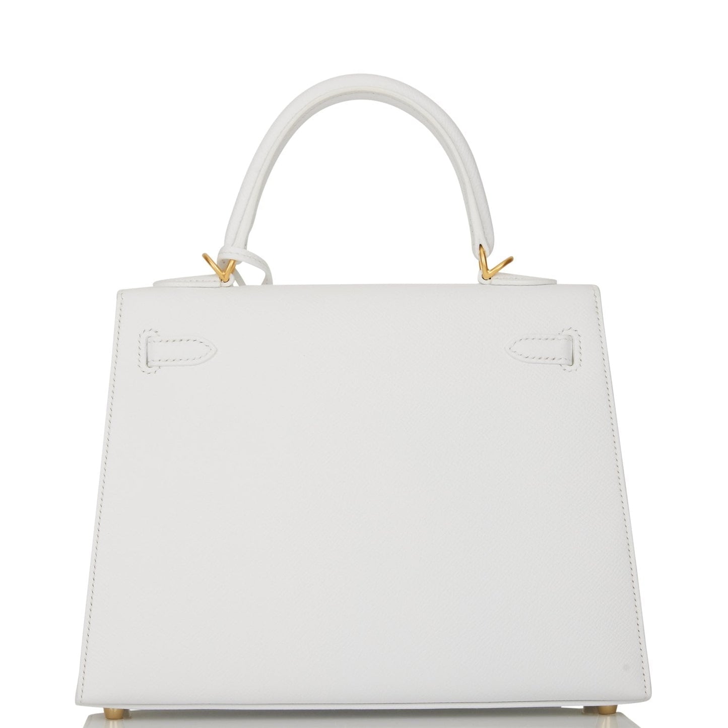 Hermes Special Order (HSS) Kelly Sellier 25 White Verso Epsom Brushed Gold Hardware