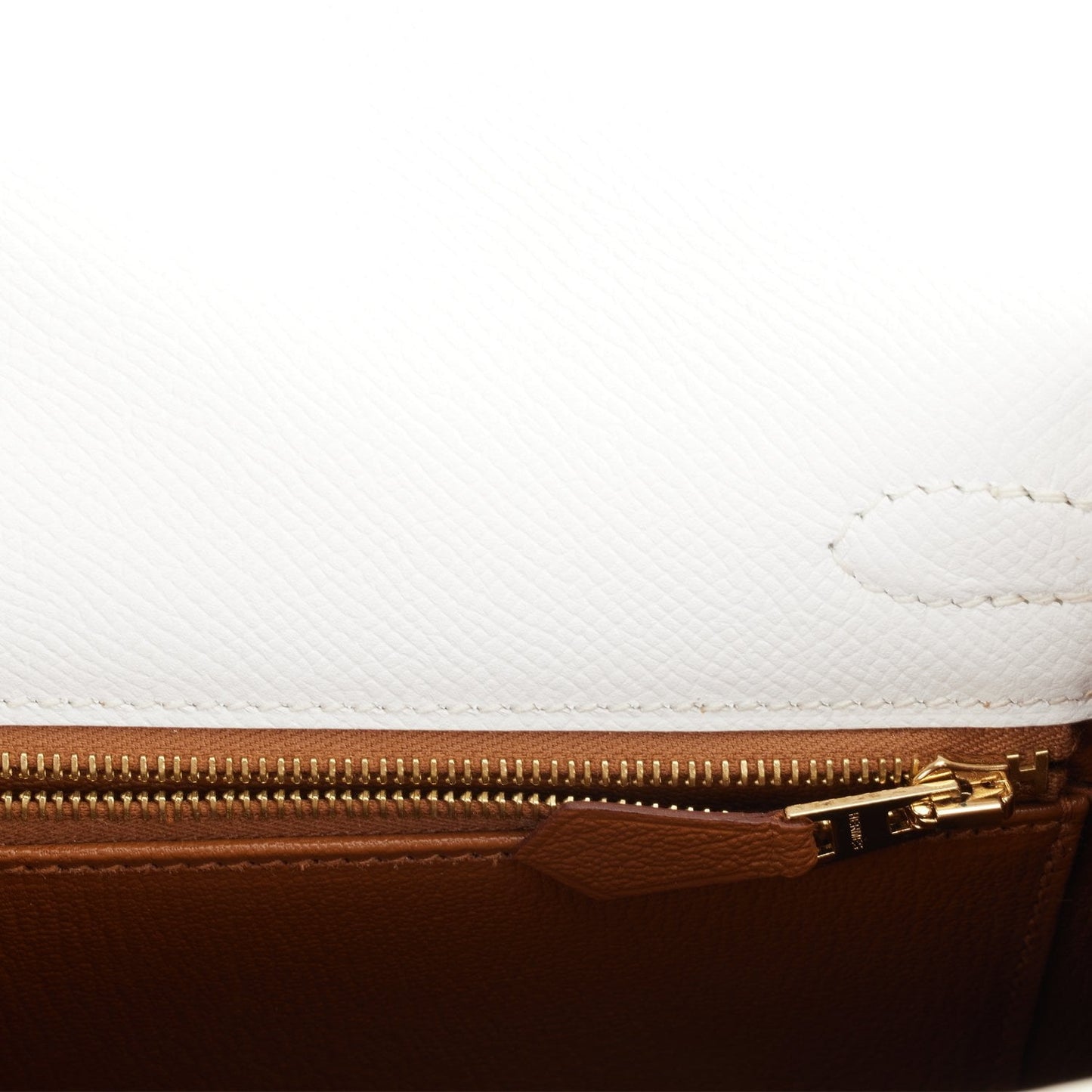 Hermes Special Order (HSS) Kelly Sellier 25 White Verso Epsom Brushed Gold Hardware