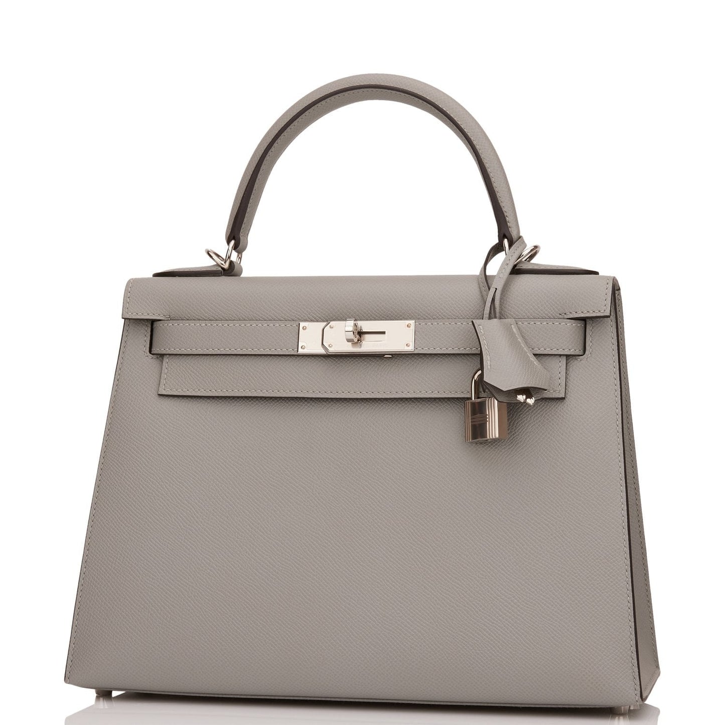 Hermes Special Order (HSS) Kelly Sellier 28 Gris Mouette Epsom Palladium Hardware