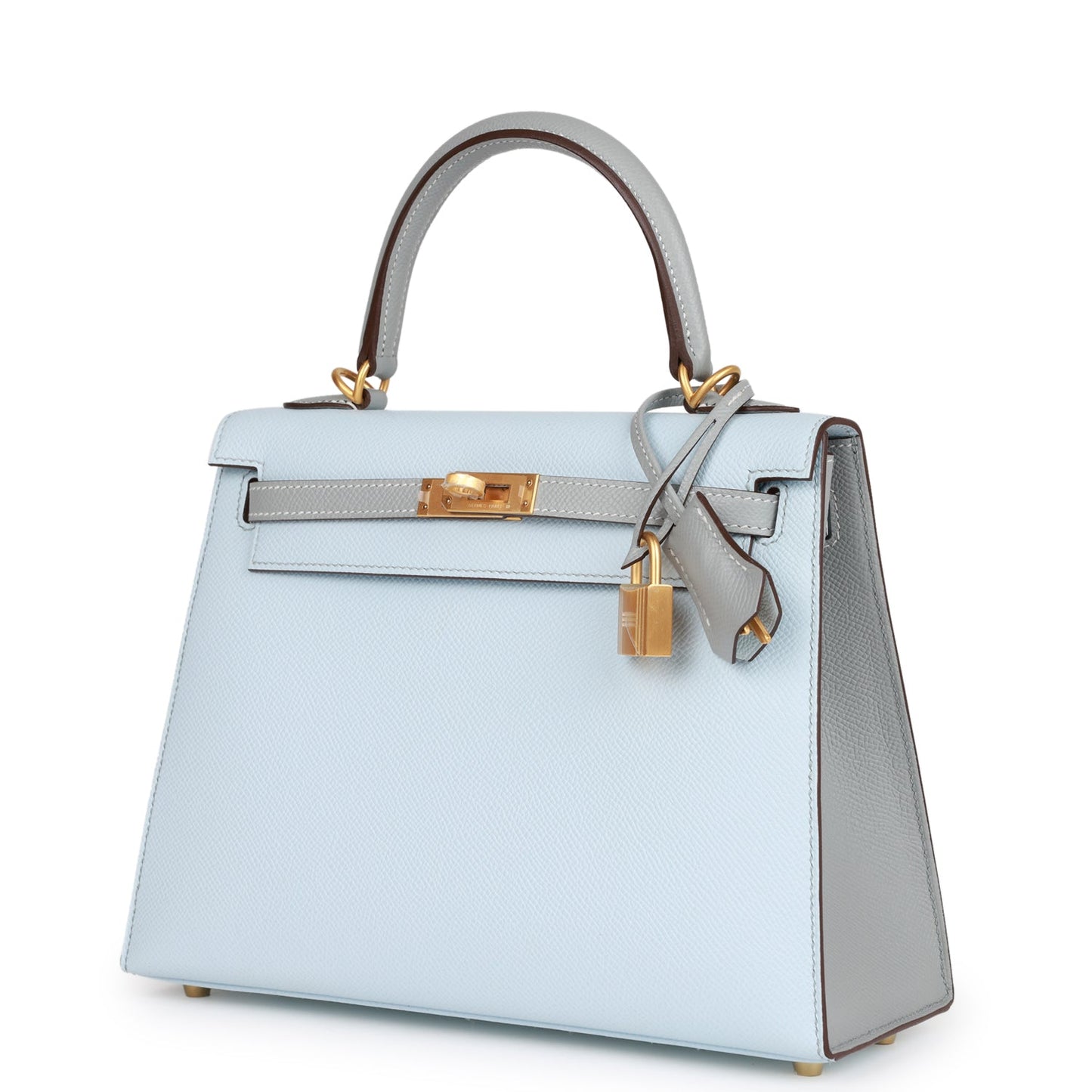 Hermes Special Order (HSS) Kelly Sellier 25 Bleu Brume and Bleu Glacier Epsom Brushed Gold Hardware - Remaining Payment 2