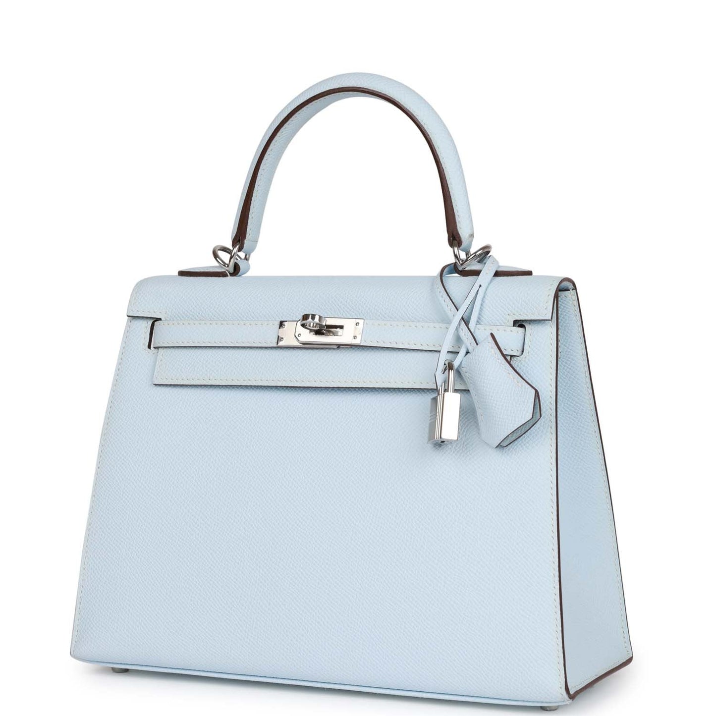 Pre-owned Hermes Kelly Sellier 25 Bleu Brume Epsom Palladium Hardware