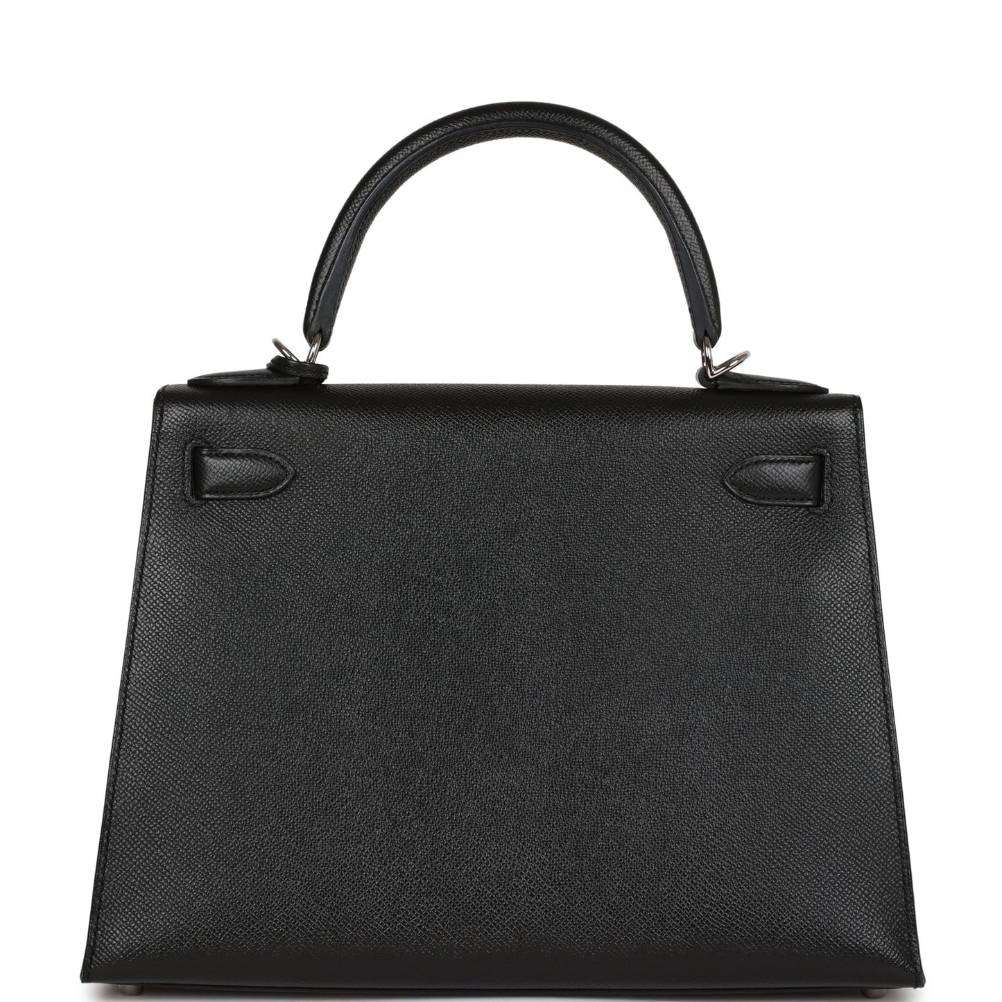 Pre-owned Hermes Kelly Sellier 28 Black Epsom Palladium Hardware