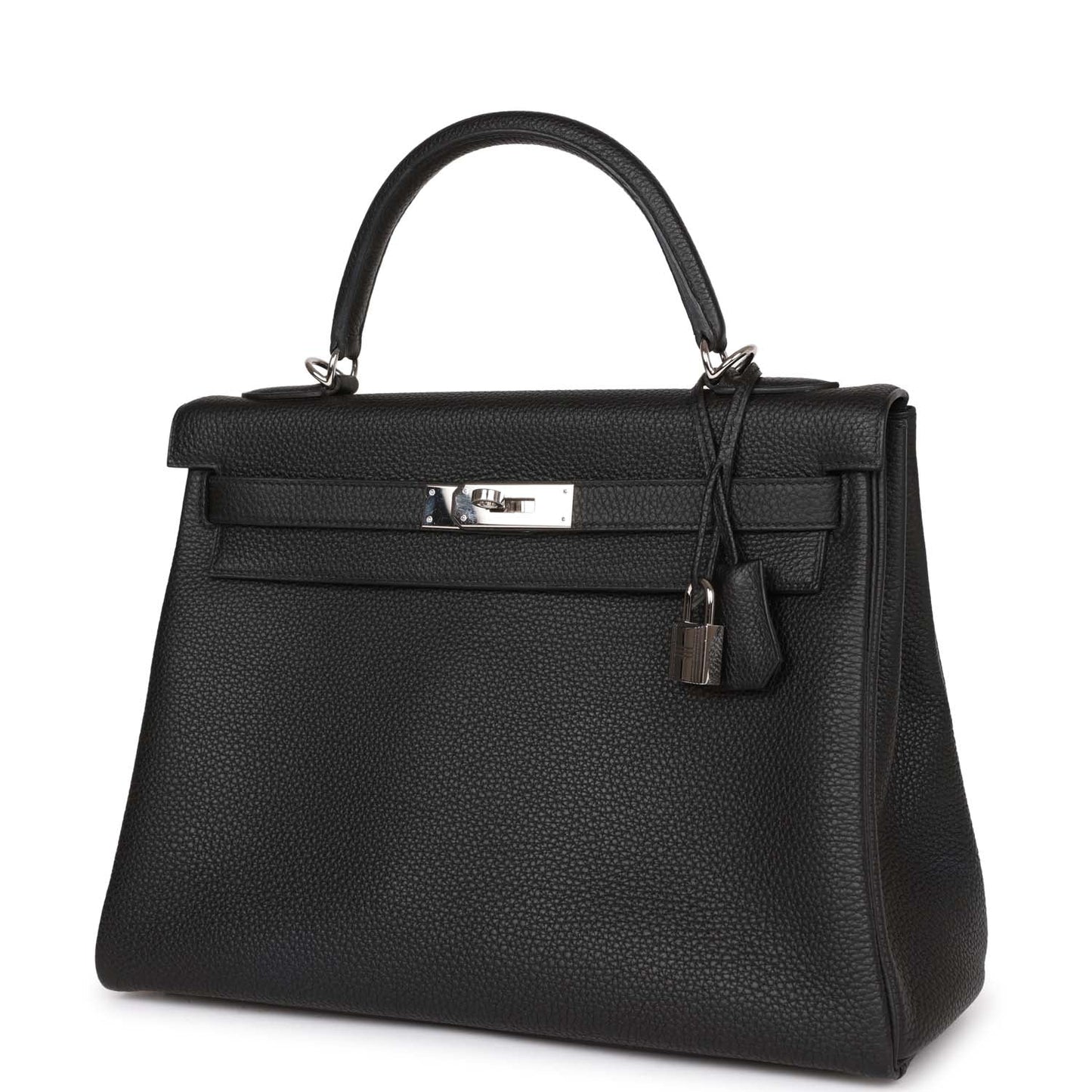 Pre-owned Hermes Kelly Retourne 32 Black Togo Palladium Hardware